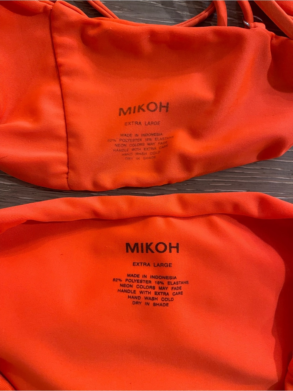 Mikoh Neon Orange Two-Piece Bikini Set, Kiki top, Menehune bottom - Picture 3 of 3